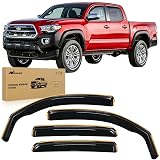 Nilight Trwałe osłony przeciwdeszczowe do Toyota Tacoma podwójna kabina 2016 2017 2018 2019 2020 2021 2022 2023 deflektory okienne, osłony wiatrowe, 4 sztuki