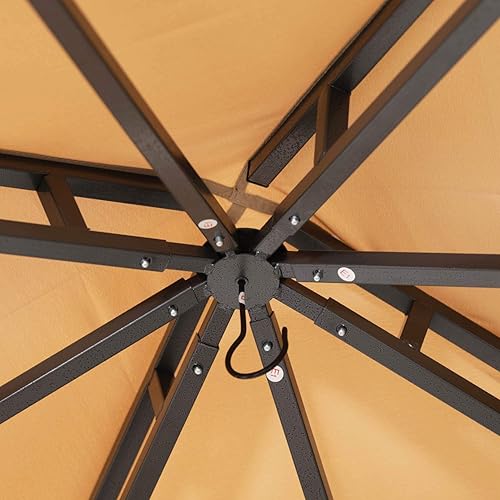 Miniatura 4 de ABCCANOPY Gazebos para patios de 10 x 12 pulgadas, kiosco con marco de acero para exteriores, para césped, patio trasero, jardín y terraza (beige)