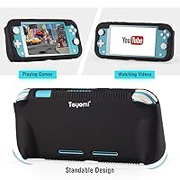 Vista 4 de Teyomi Protective Case Compatible with Nintendo Switch Lite, Silicone Protective Cover for Nintendo Switch Lite with Tempered Glass Screen Negro