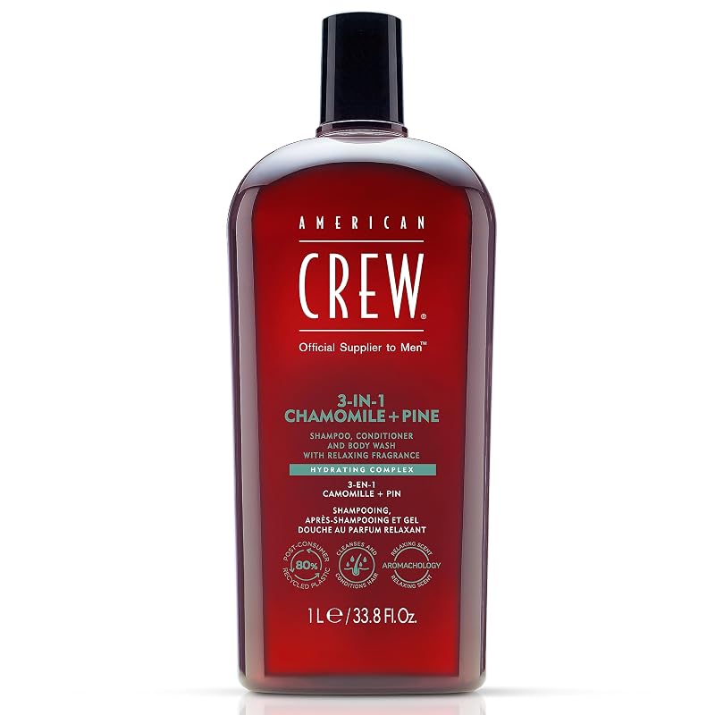 Shampoo, condicionador e sabonete líquido corporal 3 em 1 Chamomile + Pine AMERICAN CREW, 1 L