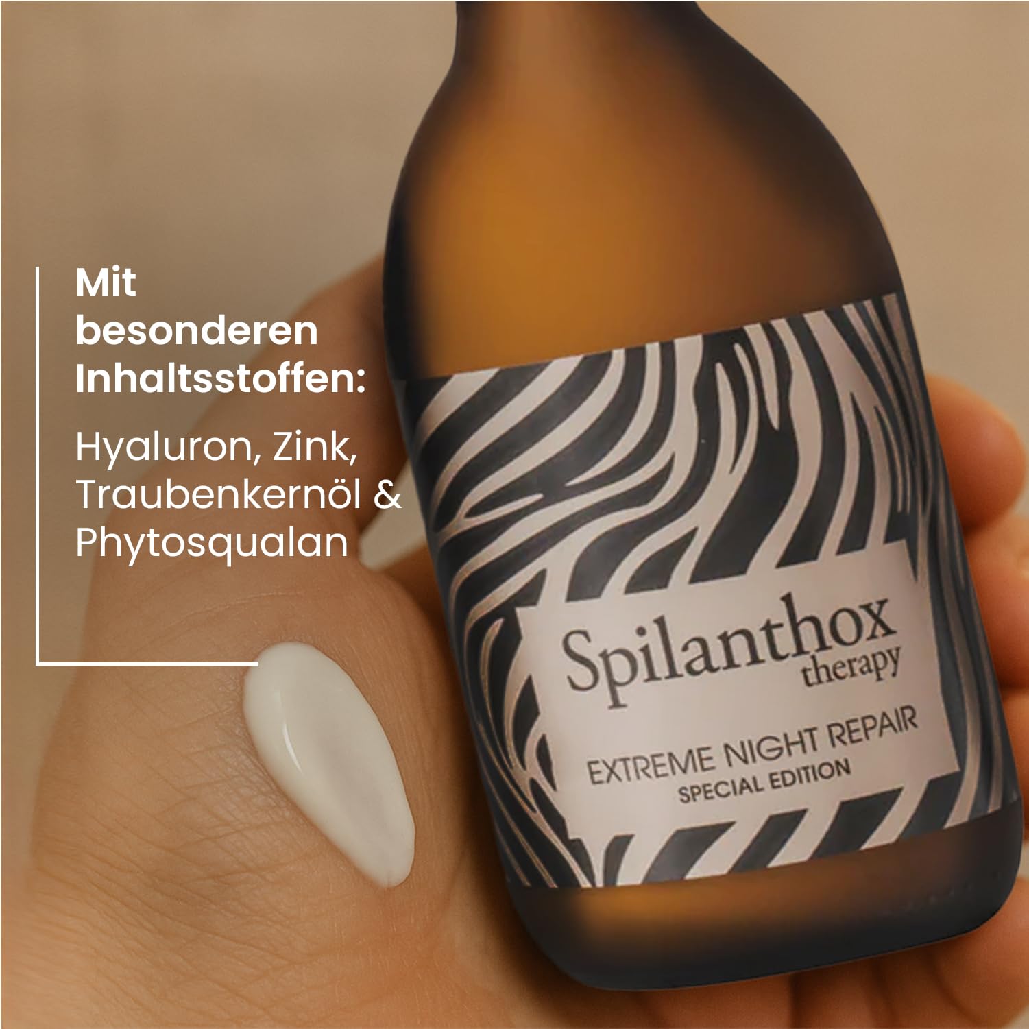 Spilanthox therapy - Extreme Night Repair Special Edition Zebra 200 ml - Crema facial para reducir las arrugas - Cuidado facial antiedad - Spilantol, ácido hialurónico y zinc - Cosmética natural