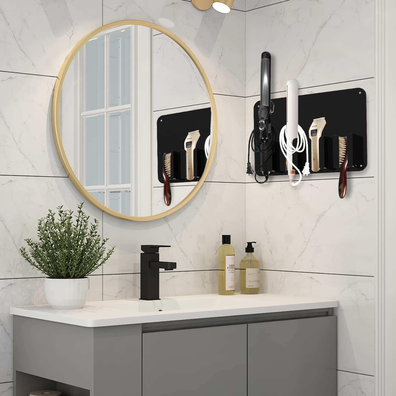 Linkidea Hair Straighteners Holder Wall Mount, Hair Styling Tool Storage Organizer, Beauty Hair Appliance Rack Stick Stand for Flat Irons, Curling Wands, Hair Straighteners, Combs