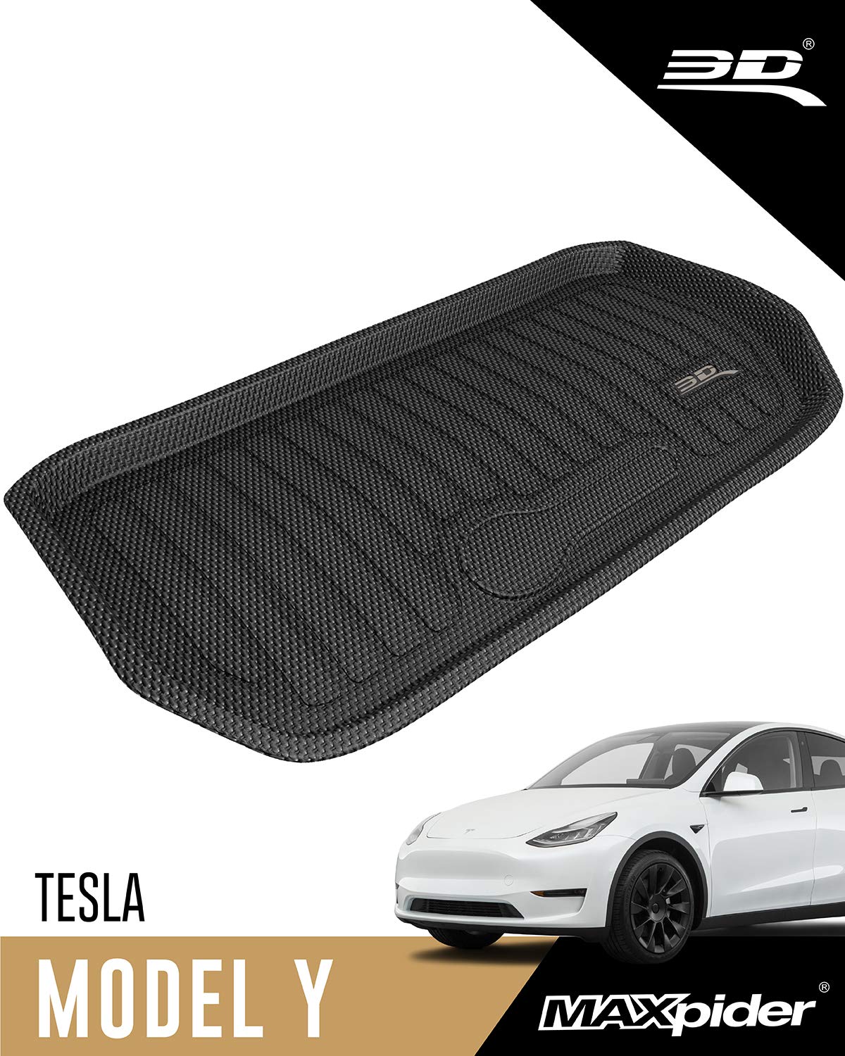 3D MAXpider Custom Fit Kagu Front Cargo Liner (Black) Compatible with Tesla Model Y 2020-2024- Front Cargo Liner