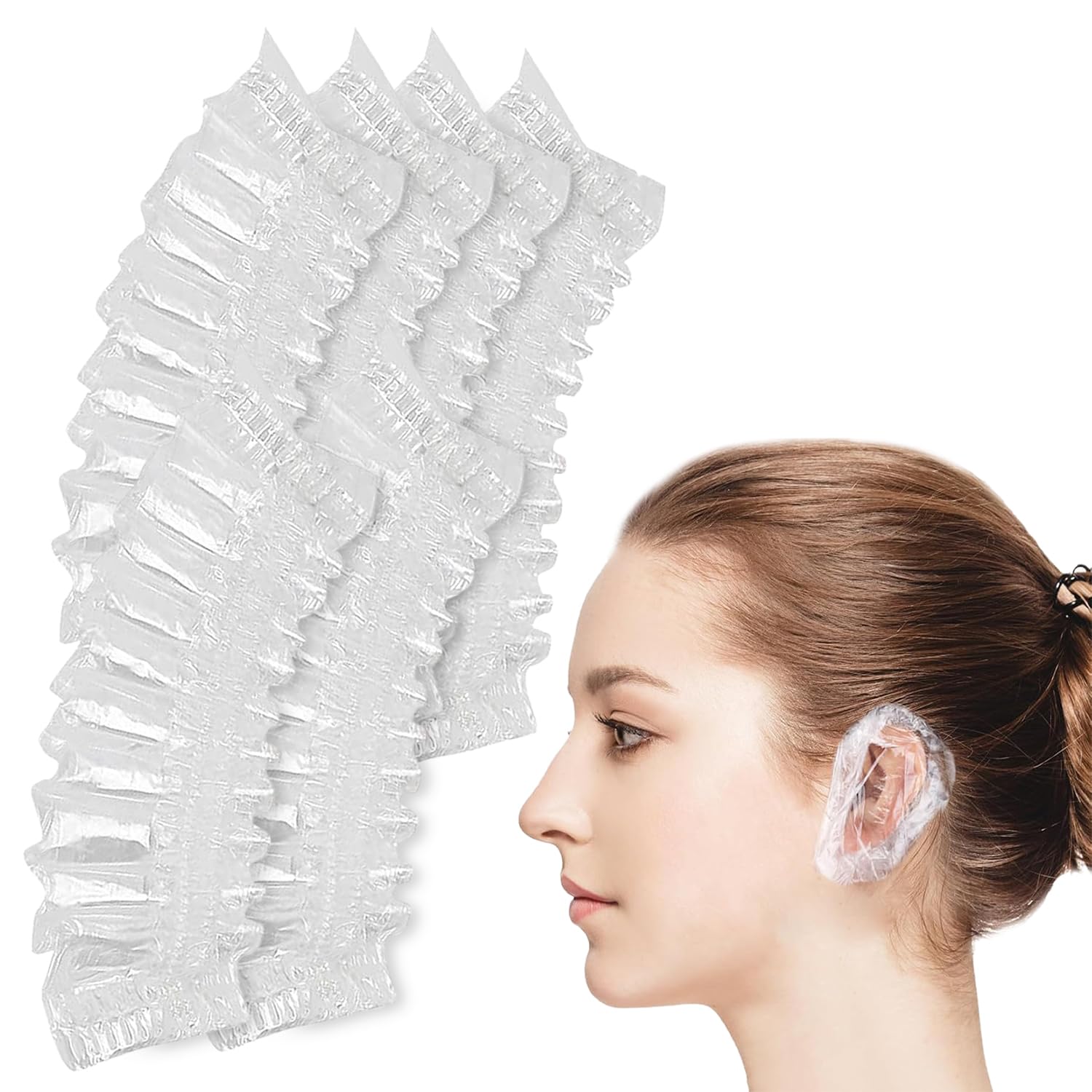 GLUN® Disposable Ear Protectors, Pack of 500, Waterproof Ear Covers for Hair Dye, Shower, Bathing, Ear Protecter Elastic Closing-picture-51