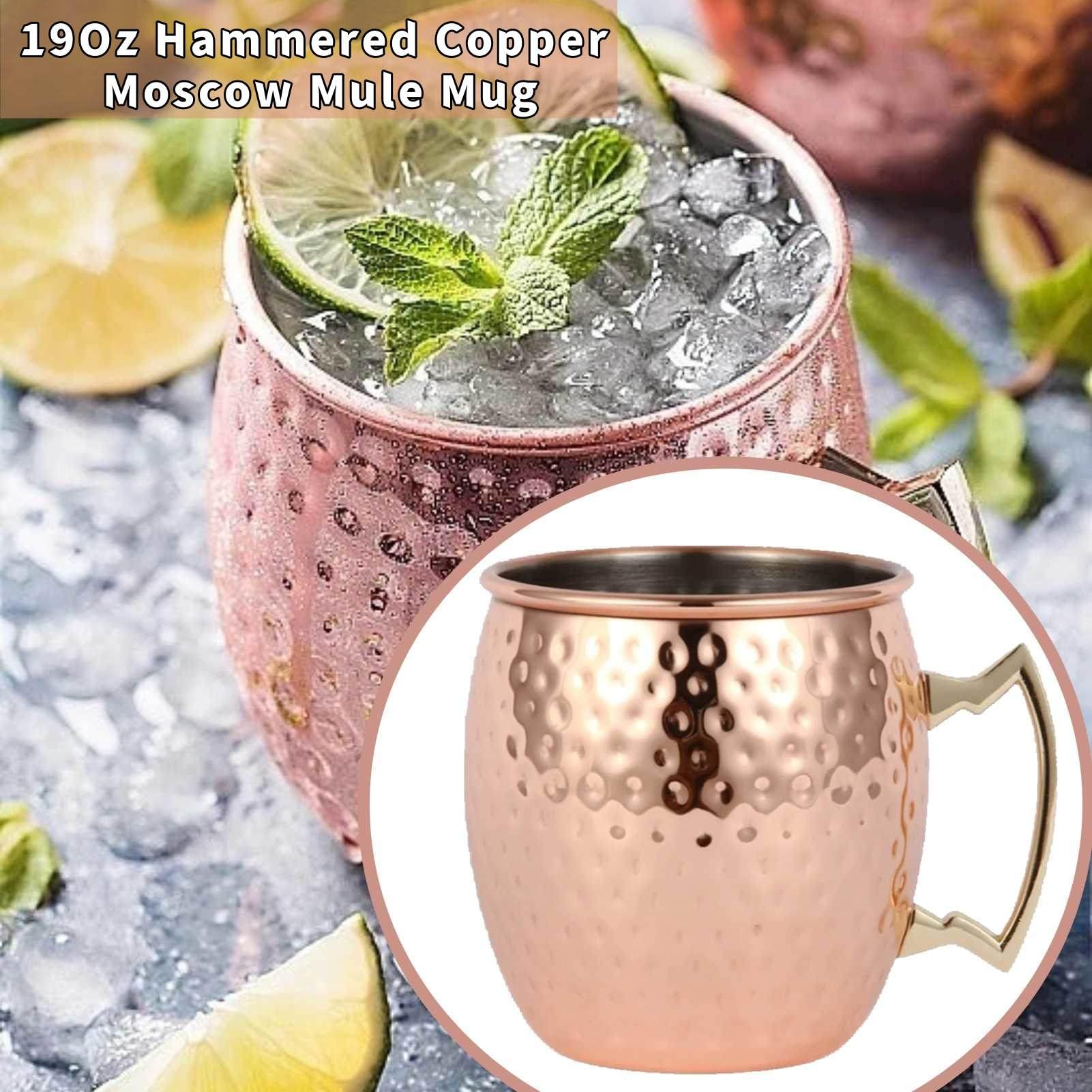 HERCHR Moscow Mule Mug Hammered Stainless Steel Moscow Mule Mug Stainless Steel 550ml 19Oz Lining Plating Hammered Cup Cocktail Drink Cup with Handle for Cocktail Beer Cold Drinks Home Bar Party - Image 2