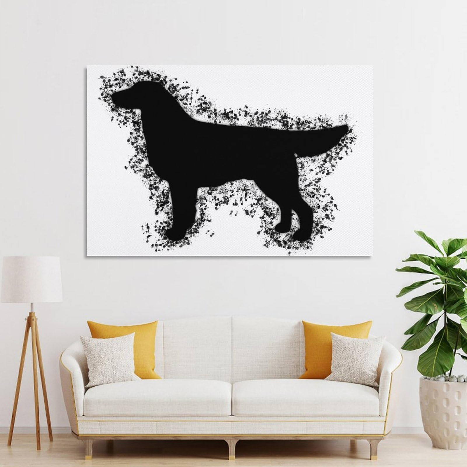 Junmoney Wall Picture Print Flat Coated Retriever 1, 08x12inch(20x30cm), for Living Room, Lounge Or Sitting Room, A Home Accent with Warm Character