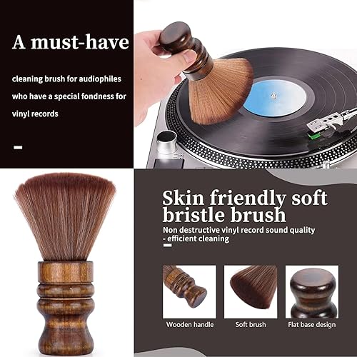 Miniatura 3 de Cepillo limpiador de discos de vinilo, cepillo limpiador de discos de audio, cepillo suave de madera, diseño retro, antiestático, limpieza de polvo,