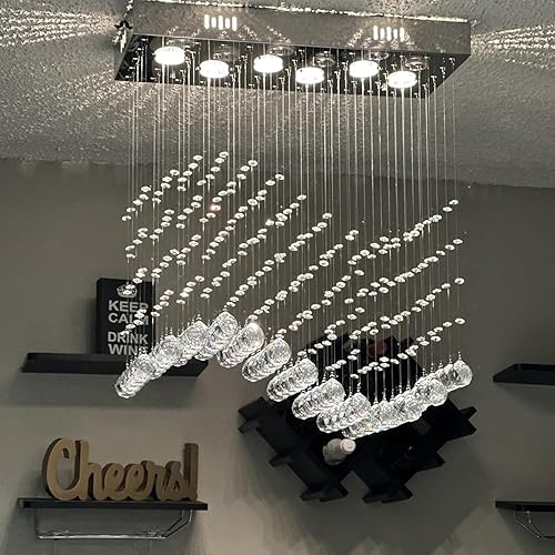 Miniatura 10 de Candelabro moderno de vidrio de gotas para iluminación de techo de Ella Fashion hermosa lámpara de techo con brazos Rectangle Chandeliers 4000watts