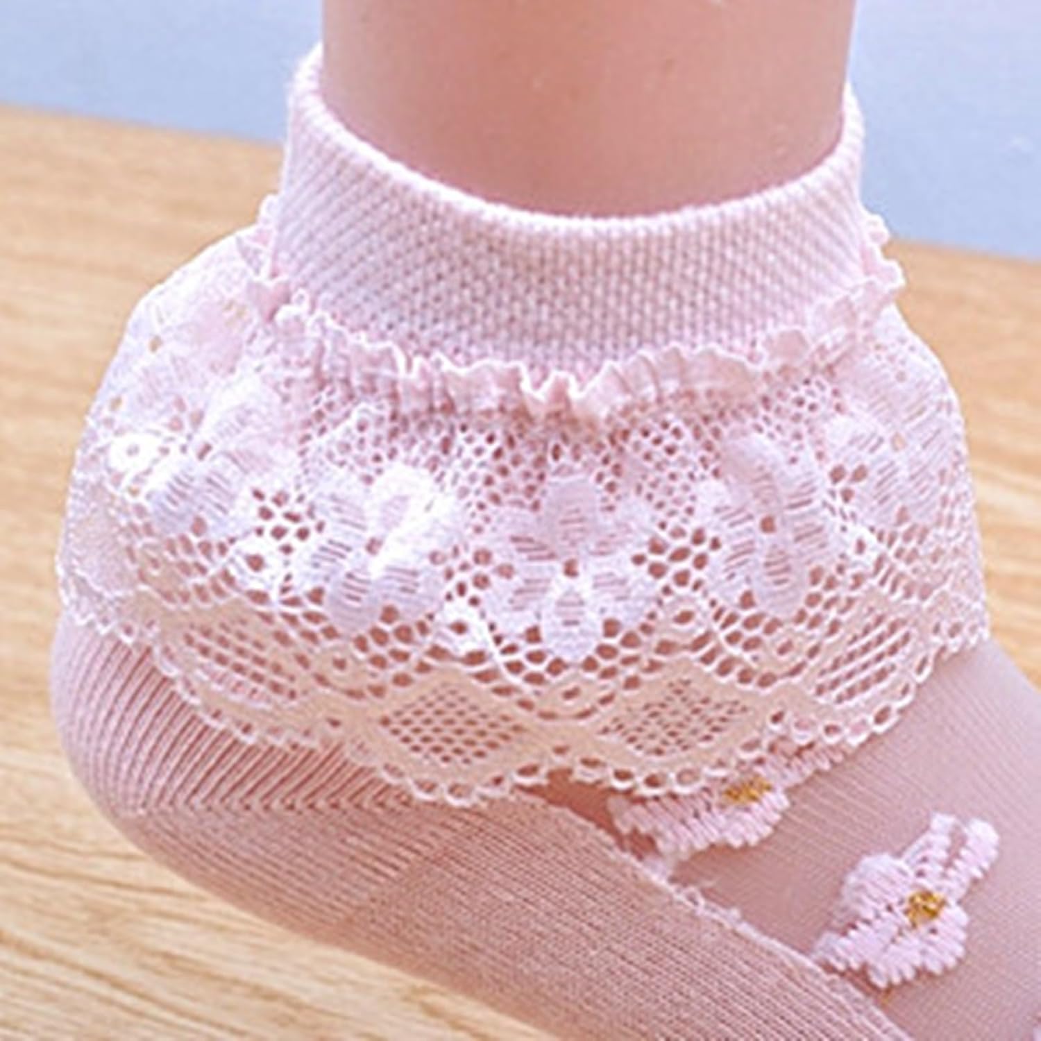 Hopply 5Pairs of Ruffle Pageant Frilly Socks for Toddler Girls Baby White Lace Ankle Dress Socks Summer Mesh Women Sock - Image 4
