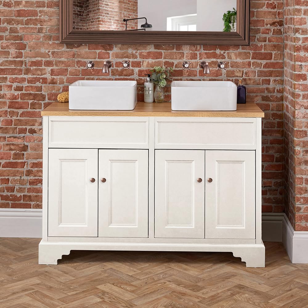 Milano Aged Bronze (Round) Thornton Antique White 1210Mm Bathroom Vanity Unit Square Basin Bronze Handle