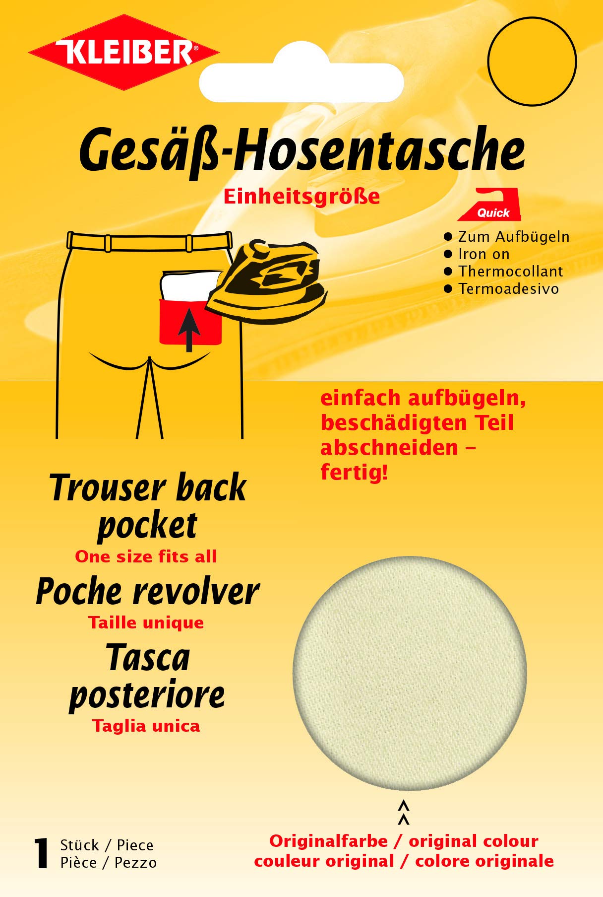 Kleiber Beige Iron-On Replacement Back Pocket,