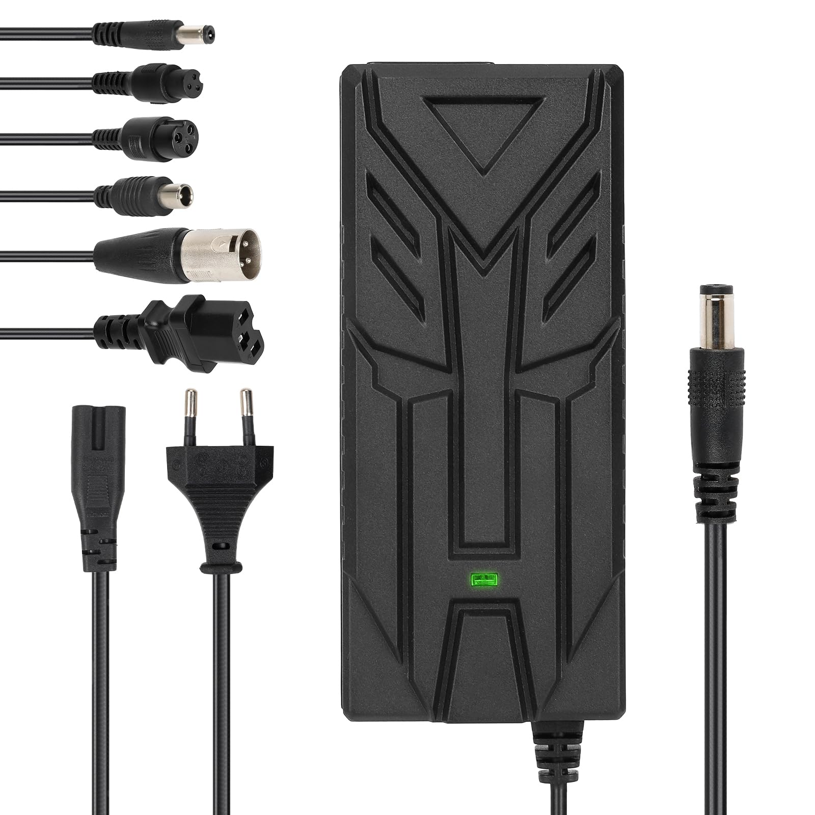 ulip Ładowarka do skutera, 42 V, ładowarka do skutera elektrycznego, 18 V/24 V/29,4 V/36 V, uniwersalna ładowarka do akumulatorów litowych z 6 przyłączami, 36 V E-Bike, szybka ładowarka do Xiaomi M365