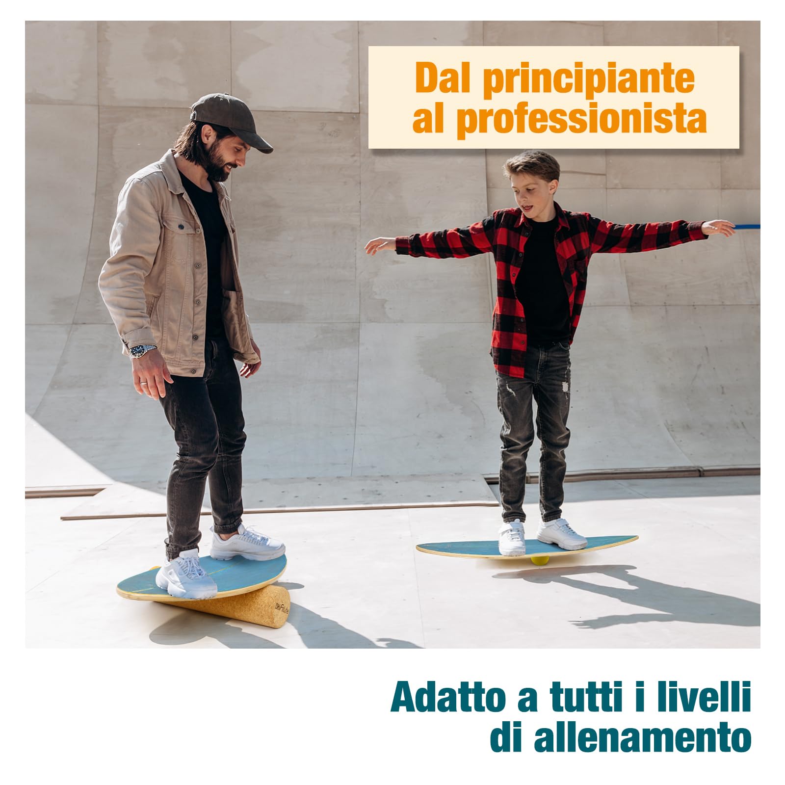 DH FitLife Balance Board in Legno Massello | Tavola da Surf Indoor con Forma Rocker | Tavola da Equilibrio Oscillante per Adulti | Divertimento e Allenamento a Casa