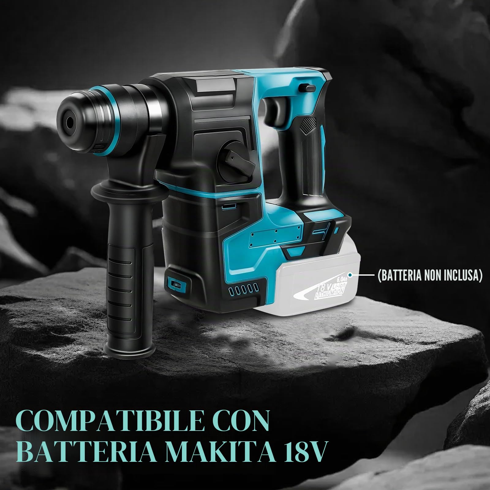 LIROPAU Trapano a Percussione, Trapano Tassellatore a Batteria con 8 Trapani e Guanti, 2,2 J, 1400 U/min, 4200 bpm, Sostituisci Rapidamente i Mandrini SDS-Plus (senza batteria)