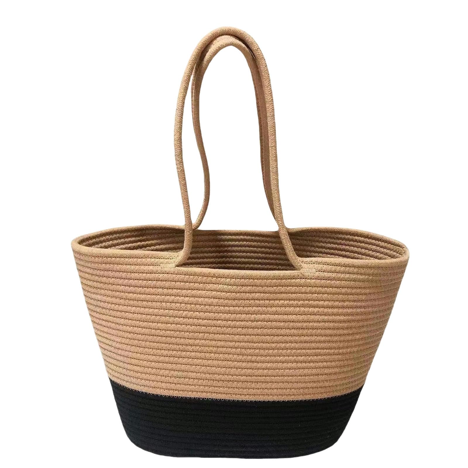strohtaschen Damen Handgefertigte Handtasche Im Nischendesign Aus Gewebtem Baumwollseil Strandtasche Für Den Sommer Vielseitige Umhängetasche Für Damen