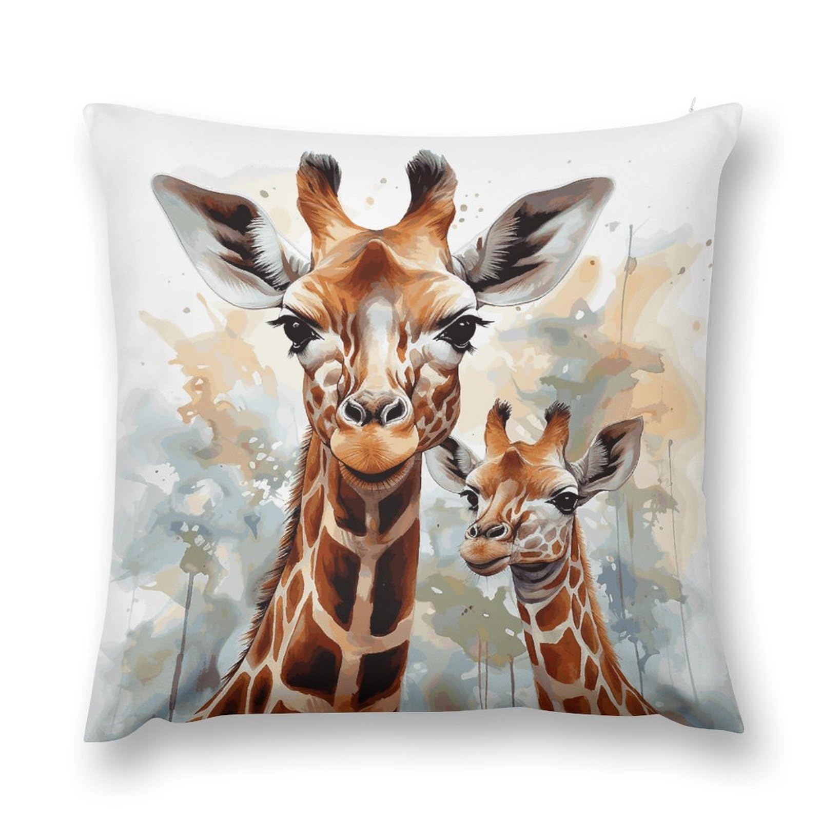 MUSM Watercolor Deer Giraffe Throw Pillow Cover 24 "x24 Wrinkle&Fade Resistant Cozy Soft Plush Pillow Case Protector Double-Sided Personalized Pillowcase Pillow Shams Cushion Cover for Home