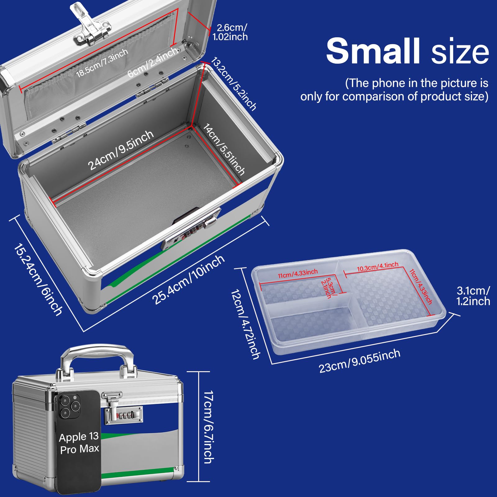 Cassetta di Sicurezza per Medicinali Con Serratura a Combinazione - 25,4 x 15,2 x 16,7 cm - Piccola Cassaforte Con Codice