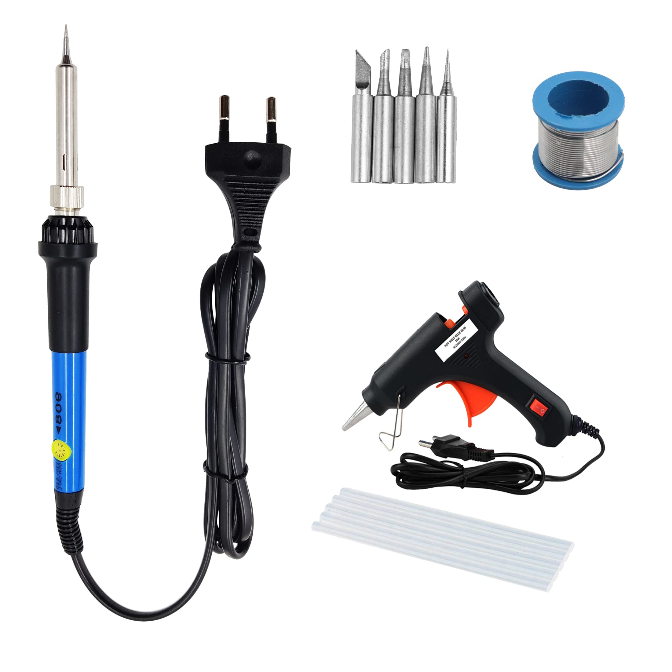 Hillgrove Electronic 4in1 Professional Mobile Soldering Equipment Tool Machine Glue Gun Combo Kit Set with Flux Paste and Wire 60 W Temperature Controlled (Conical, Flat, Pointed, Round Tip)-picture-17