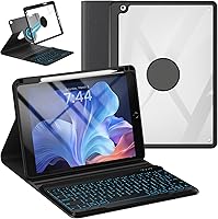 Vista 1 de OYEEICE Funda de teclado para iPad de 6ª generación de 9.7 pulgadas, teclado inalámbrico desmontable retroiluminado de 7 colores, cubierta magnética