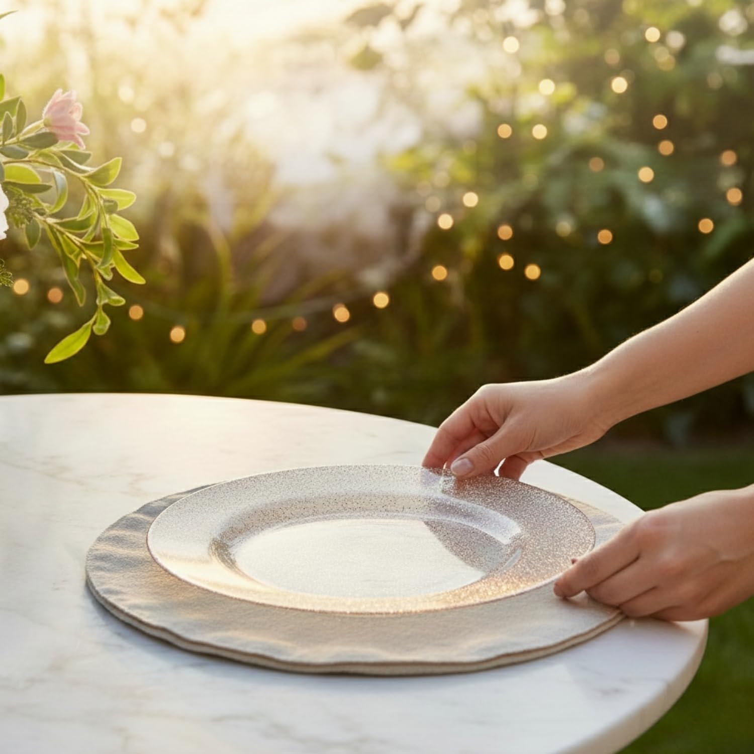 Glitter Rose Gold Premium Round Dinner Plates - 9" (Pack of 10) - Perfect for Weddings, Parties & Events - Image 5