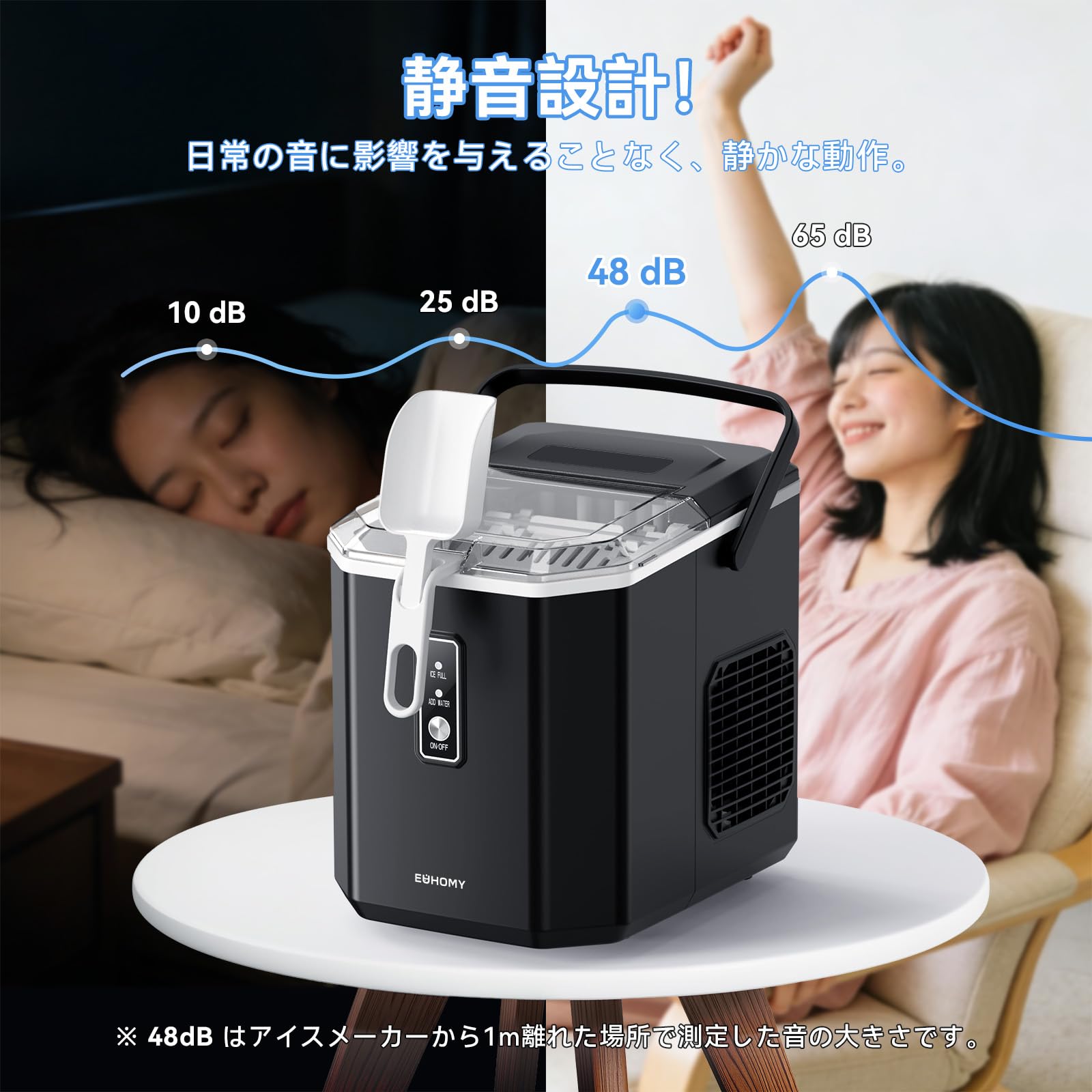 Amazon.co.jp: EUHOMY 製氷機 家庭用 【ハンドル付き氷バスケット