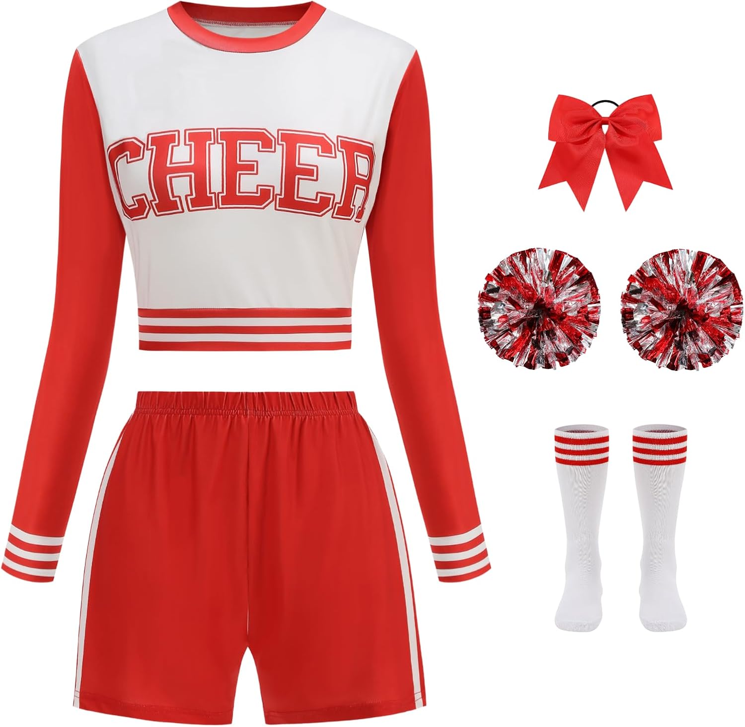 yolsun Cheerleader Costume for Women High School Cheerleading Outfit Crop Top Shorts Set for Halloween Cosplay Party