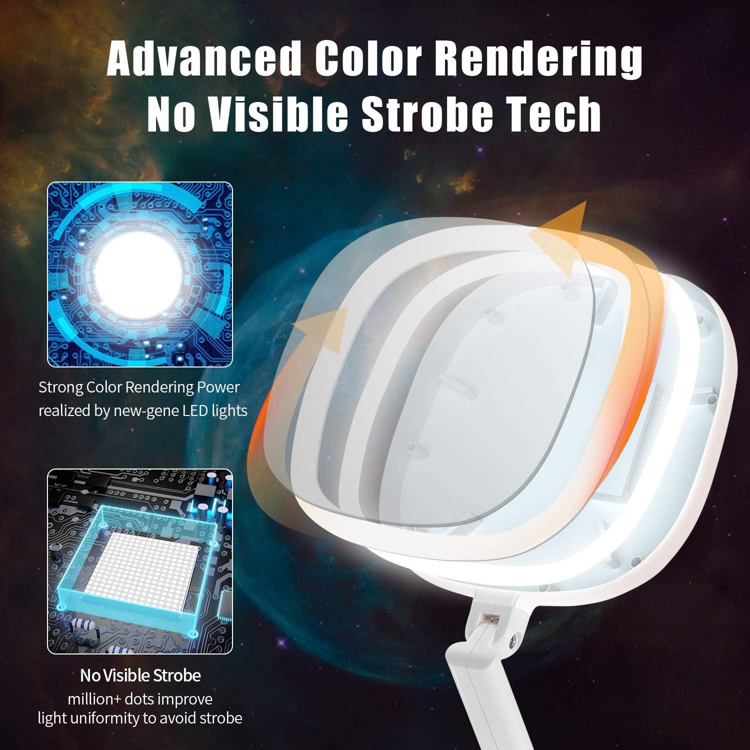 Lighted Makeup Mirror, 1X8X Double Sided Magnifying Mirror, Vanity Mirror with Lights, Smart Design with Brightness&Angle&Height Adjustability, Folding Compact Mirror, LED Mirror for Travel : Beauty & Personal Care