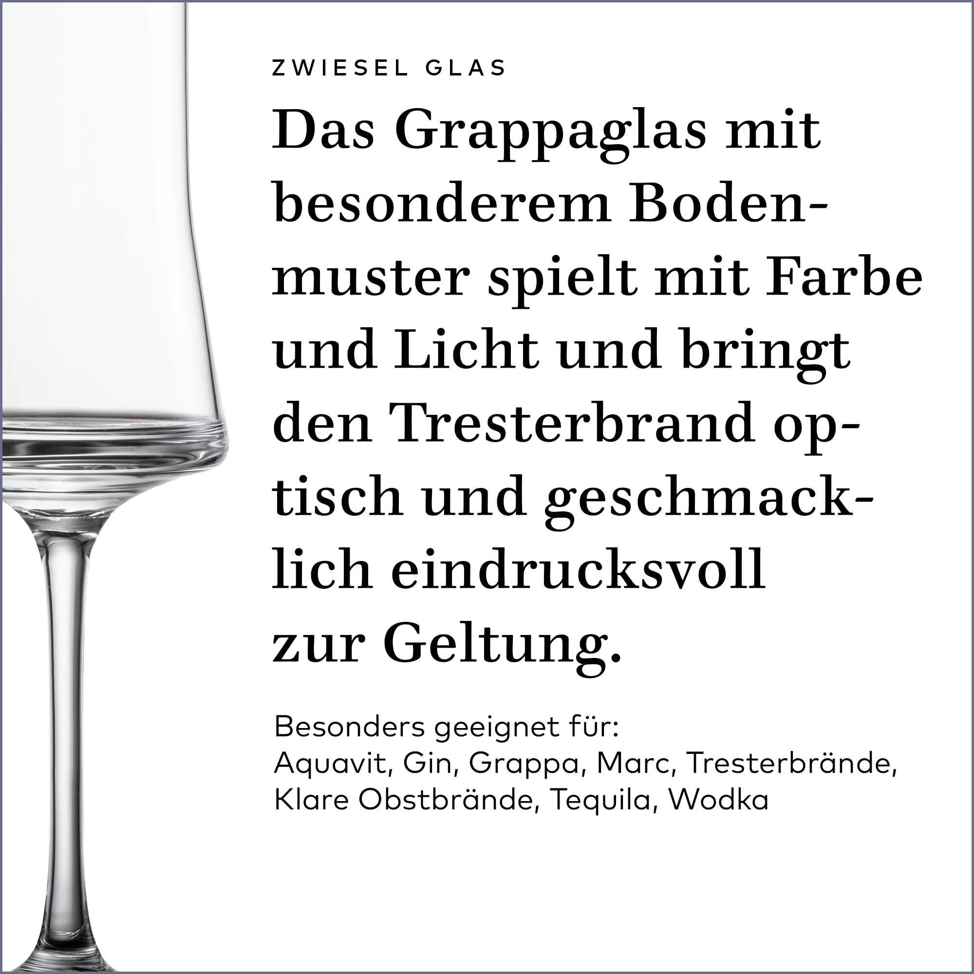 ZWIESE GLAS Echo, nowoczesne kieliszki do wódki z trzonkiem do grappy, nadają się do mycia w zmywarce, Made in Germany (nr art. 123386)