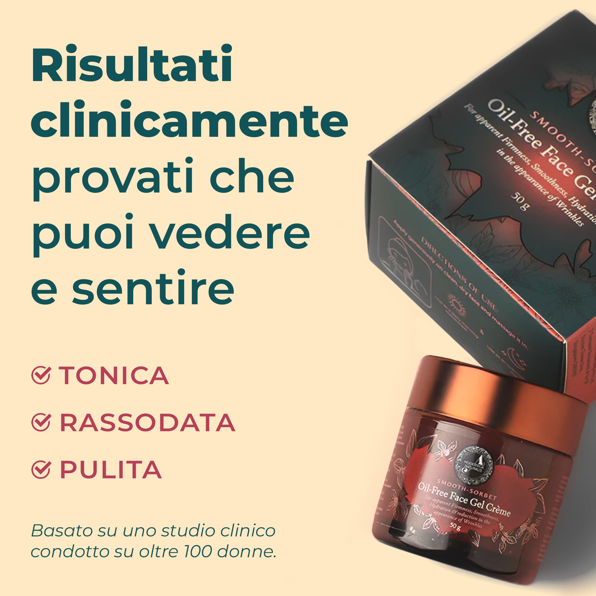 Smooth-Sorbet Crema viso senza olio | Crema idratante vegana leggera per pelle idratata, liscia e grassoccia, con acido ialuronico, manjistha e aloe vera, dermatologicamente testato, 50 g