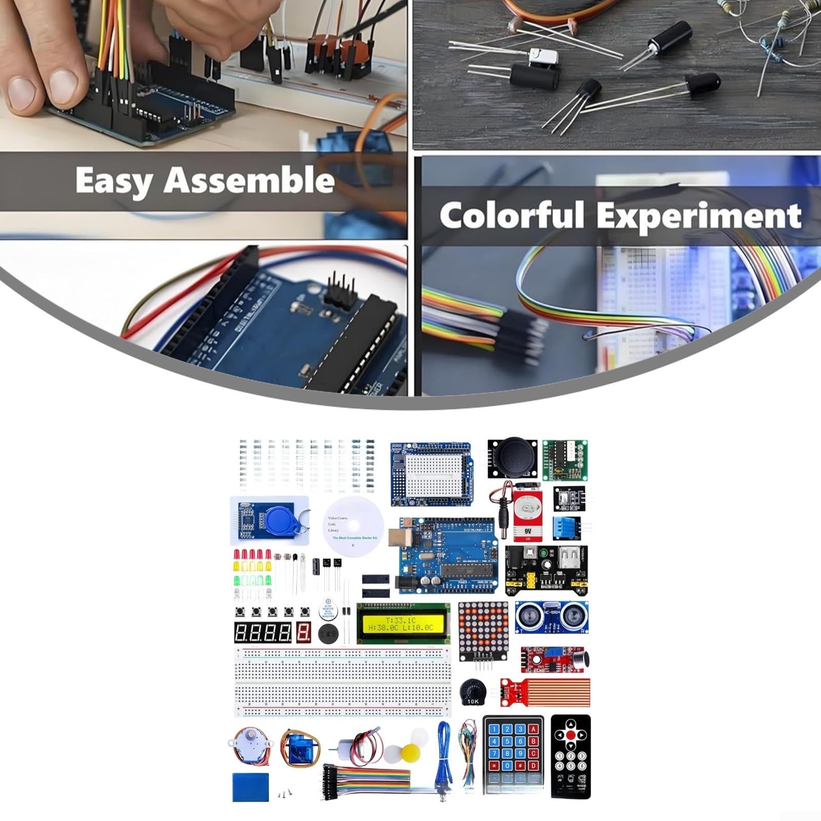 per Arduino Compatible R3 Starter Kit per mega328 Board per | Supporto IDE, programmazione senza cuciture, messa a fuoco STEM, costruzione in plastica metallica, adatto ai principianti