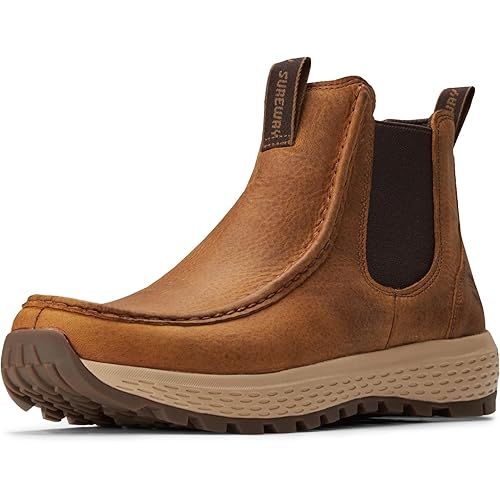 SUREWAY Men's Chelsea Boots - Lightweight Slip-On Work Boots with Moc Toe Design,Casual Leather Boots Slip-Resistant Rubber Outsole,Chukka boots for All-Weather Comfort (Office,Casual,Dress)