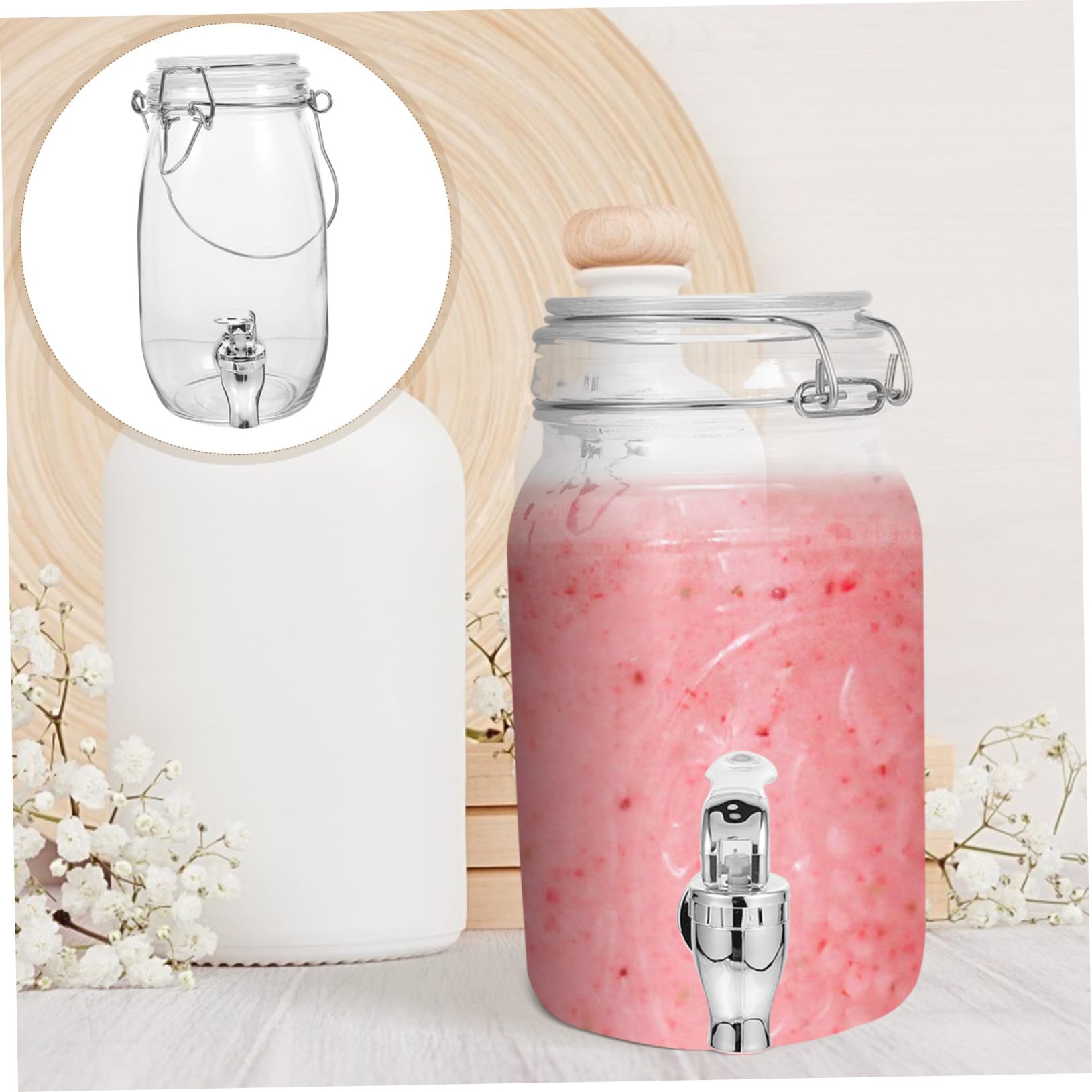 TOYANDONA Dispensador de Bebidas con Grifo 1.5l Vidrio Transparente Abs Práctico para Hogar y Bar Almacenamiento Bebidas Refrescos