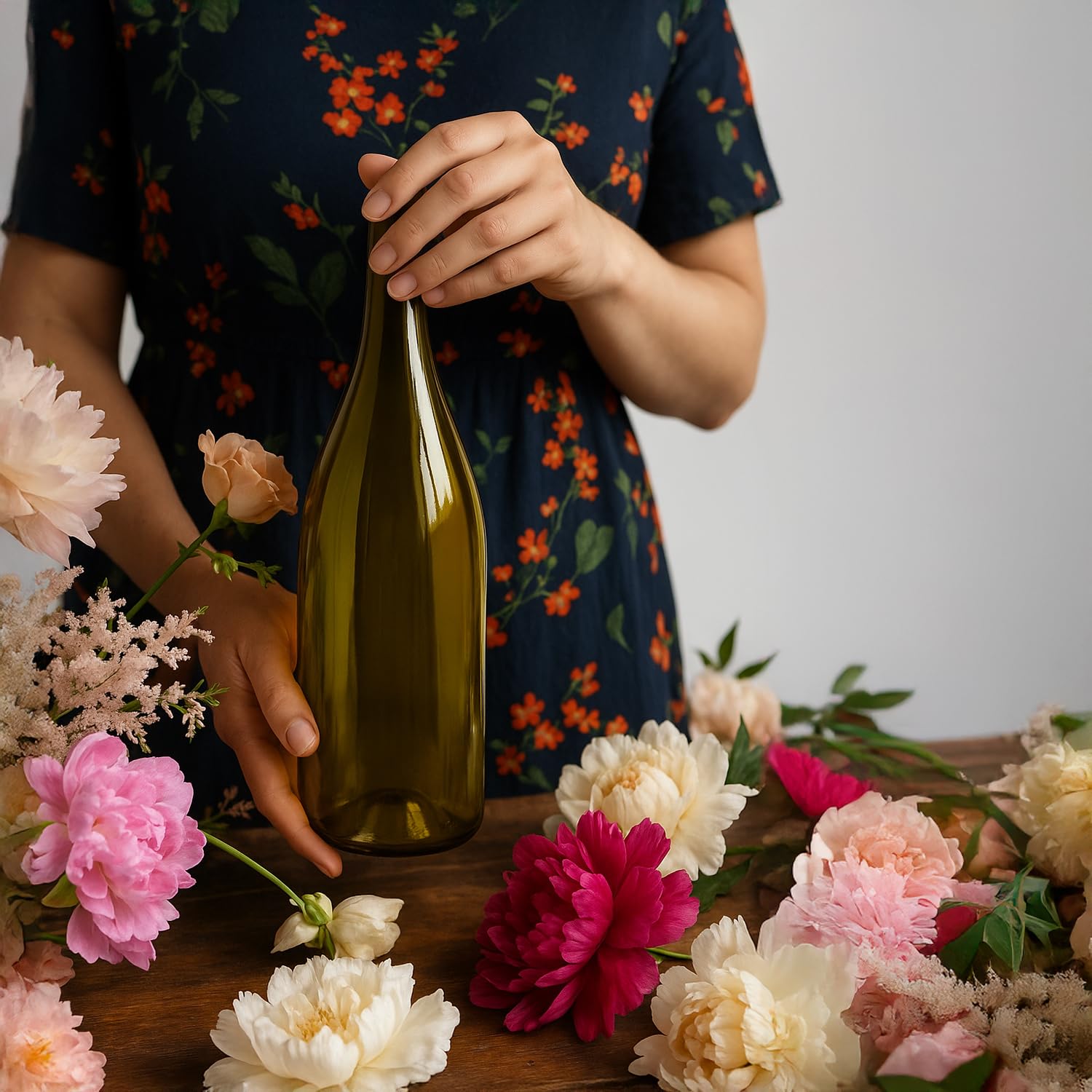 15 pièces Bouteille en verre vide Burgundy 750 ml en verre brun avec bouchon aggloméré – bouteille de vin vide idéale pour le vin, les liqueurs, le cidre, les jus et les spiritueux