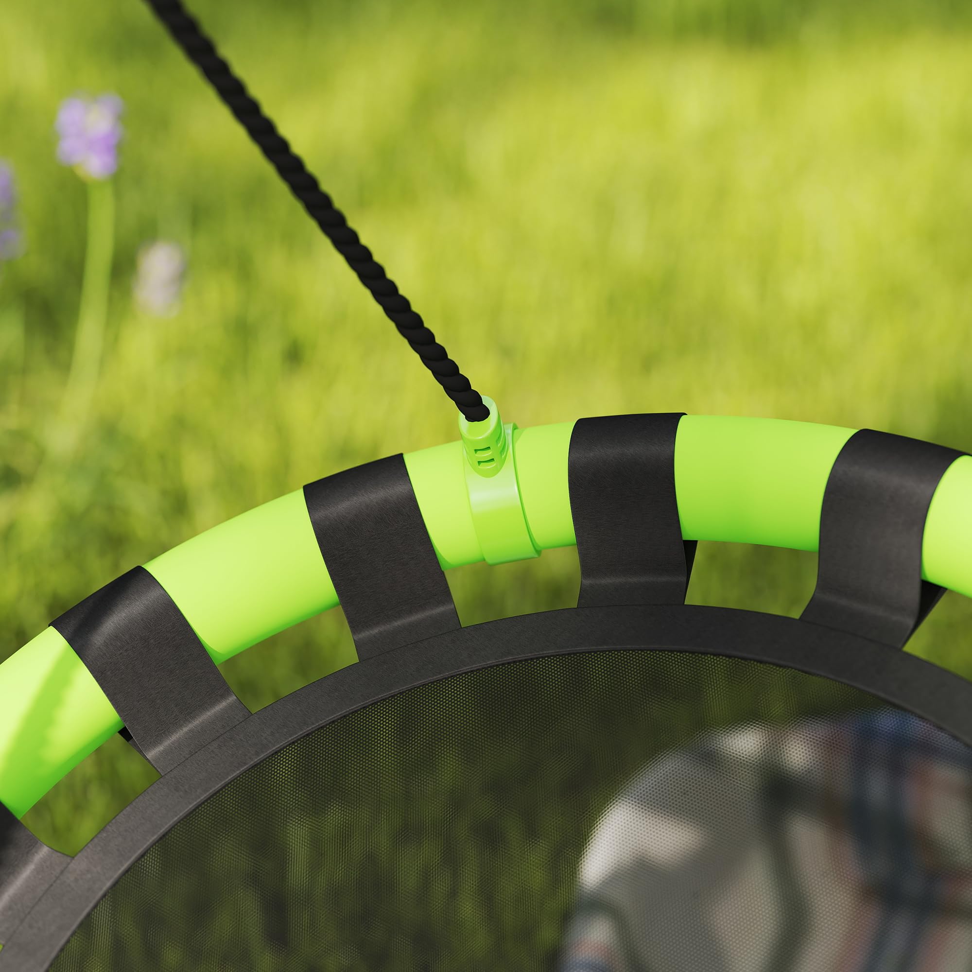 AIYAPLAY Columpio Nido Ajustable en Altura 60cm diámetro Negro/Verde