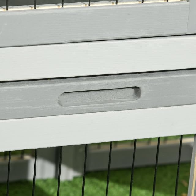 Foto 8 de 8 de PawHut Conejera Exterior de Madera 150x52x68 cm Jaula para 1-2 Conejos Gris