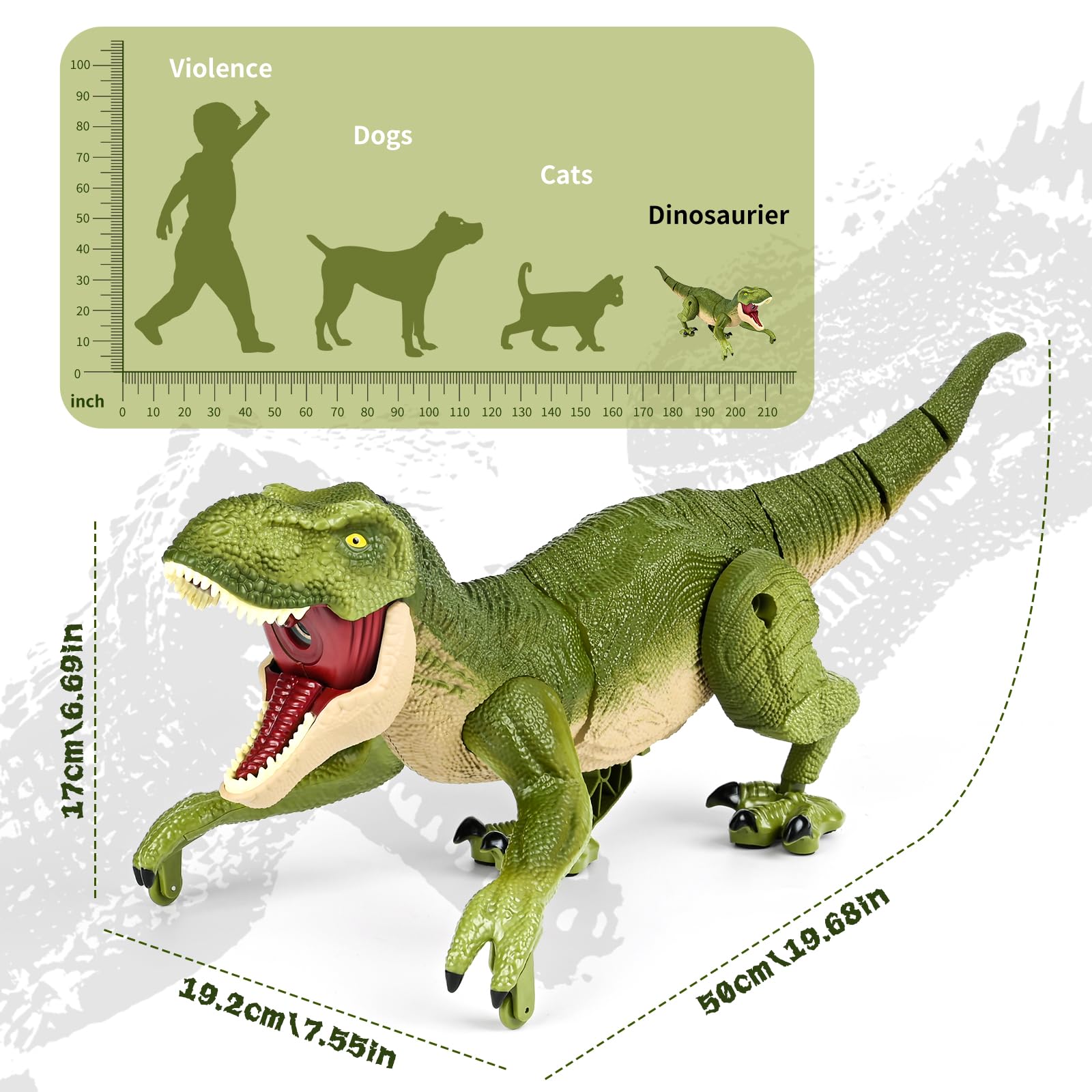 Zdalnie sterowany prezent dla dzieci, RC T-rex dinozaur, elektryczna zabawka prehistoryczne stworzenia, prezenty na Boże Narodzenie i urodziny dla chłopców w wieku 3-15 lat