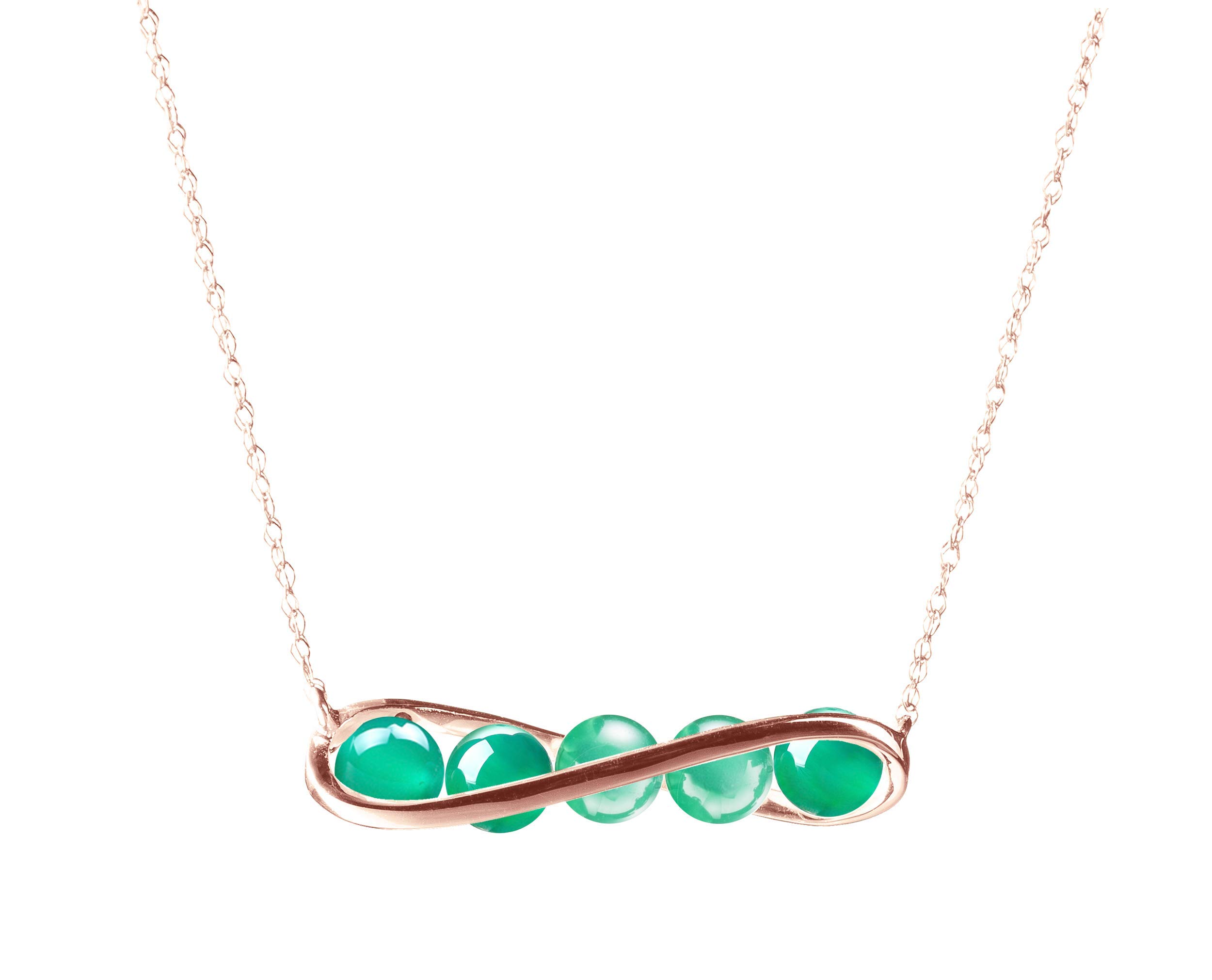 Green Onyx necklace in gold bar horizontal design. Emerald green necklace for women. Green Onyx necklace in solid 14k rose gold by Majade. Simple minimalist green gemstone pendant for her