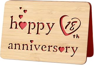 Wooden Happy 18th Anniversary Card,Handmade Bamboo Wood 18 Year Wedding Greeting Cards,18 Years Funny Gifts for Her,Him,Husband,Wife,Boyfriend,Girlfriend 8