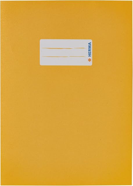 HERMA 5511 papierowa okładka na zeszyt DIN A5, okładka na zeszyty z polem do opisania, z mocnego papieru recyklingowego i bogatych kolorów, ochraniacz na zeszyty, żółty