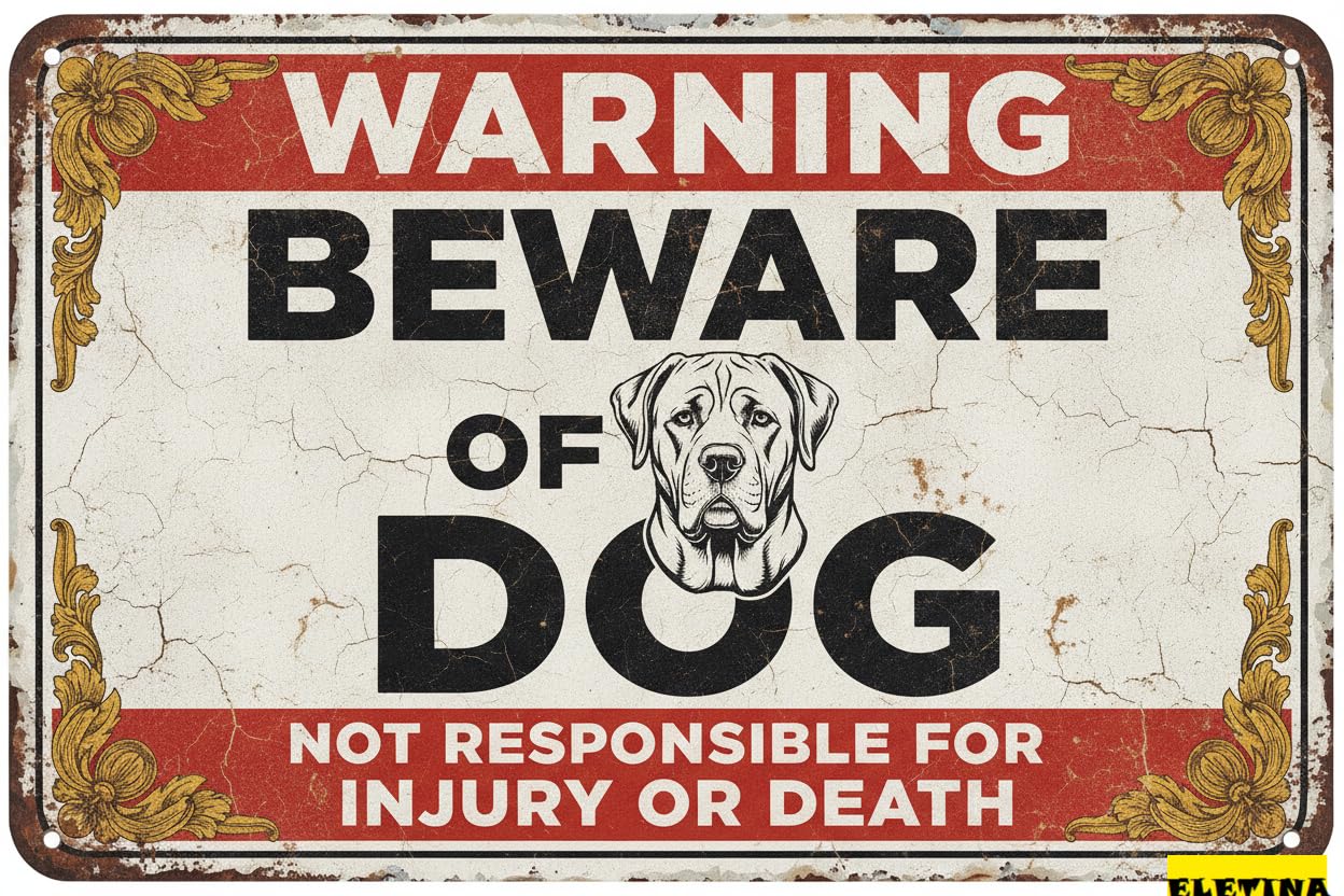 Tin Sign for Man Cave Beware Of Dog Rottweiler Metal Warning Beware Of Dog S Fence Outdoor Farm Garden Gate Home Yard Decor 8x12 Inch Private Property Decorative
