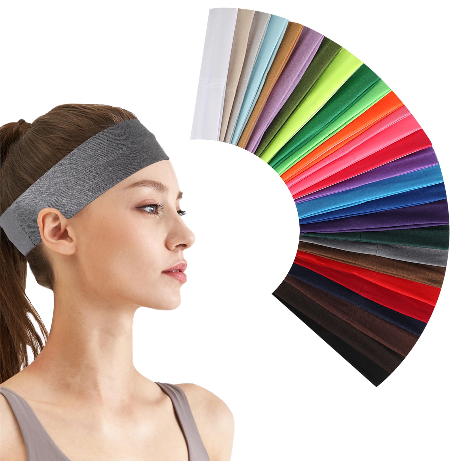 Tumurup Fascia Capelli Donna, Nero, 6 Pezzi –Sport Fasce per Capelli Elastici Accessori per Capelli per Skincare, Palestra, Tennis, Fitness & Yoga –Moda Headband Unisex per Donne e Uomo