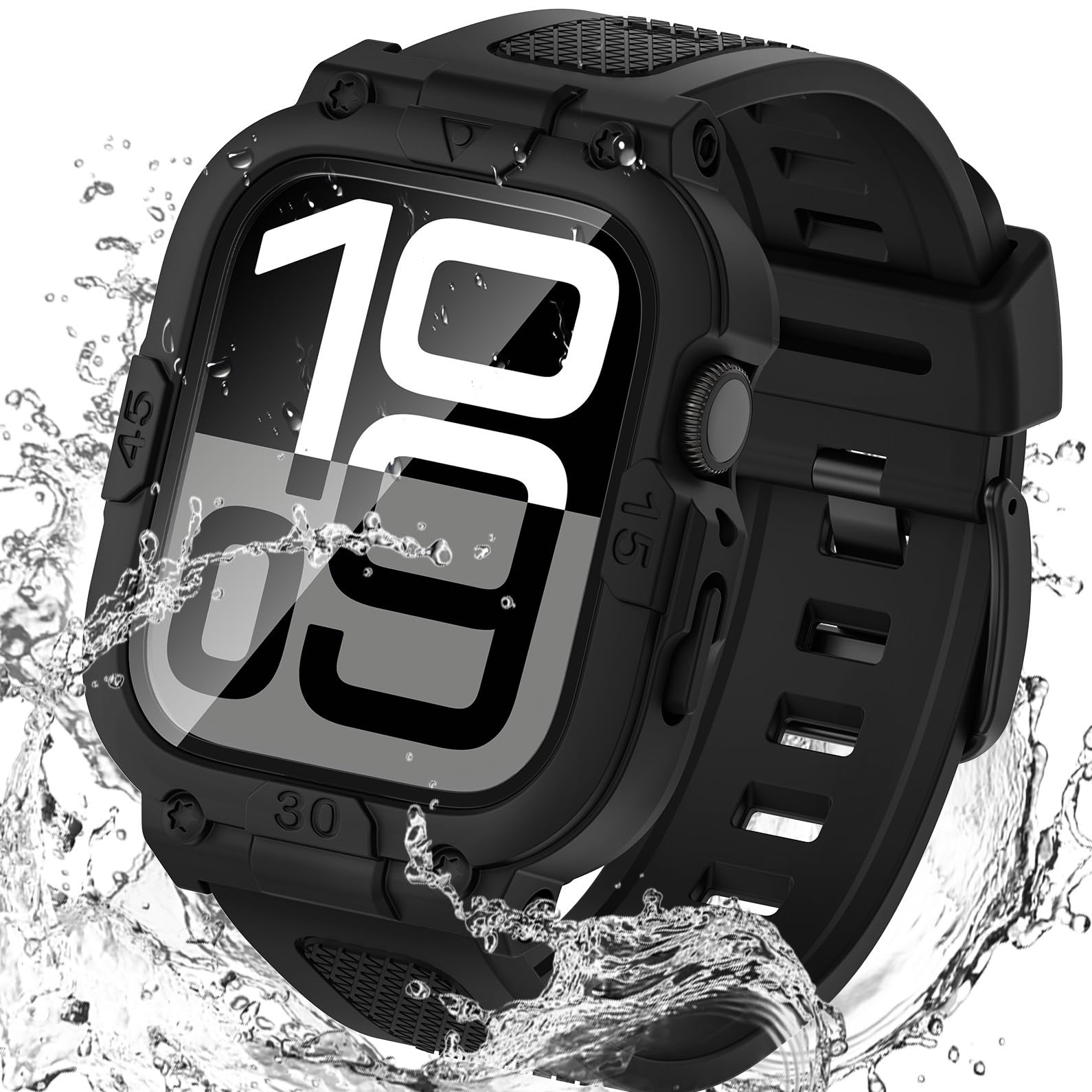 Photo 1 of Goton 3 in 1 Waterproof Case with Band Compatible for Apple Watch 46mm