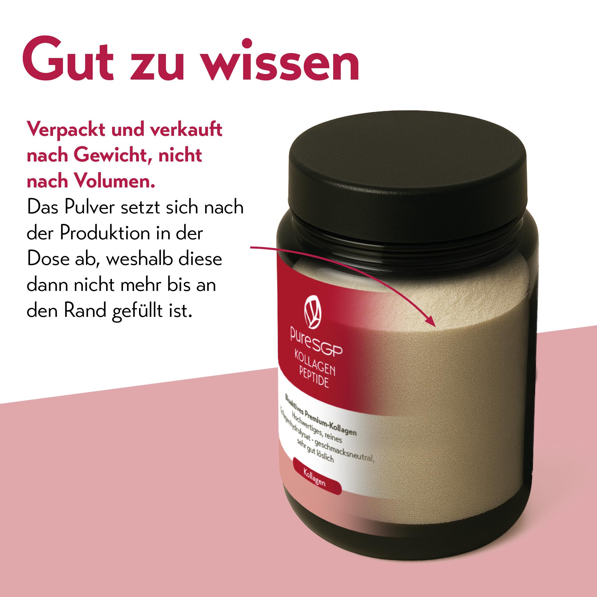 pureSGP® Kollagen [300g]: Reinstes Kollagen in Apothekenqualität - Bioaktive Premium-Peptide aus hochwertigem Kollagenhydrolysat. Mit Vitamin C & Biotin - Geschmacksneutral - Sehr gute Löslichkeit