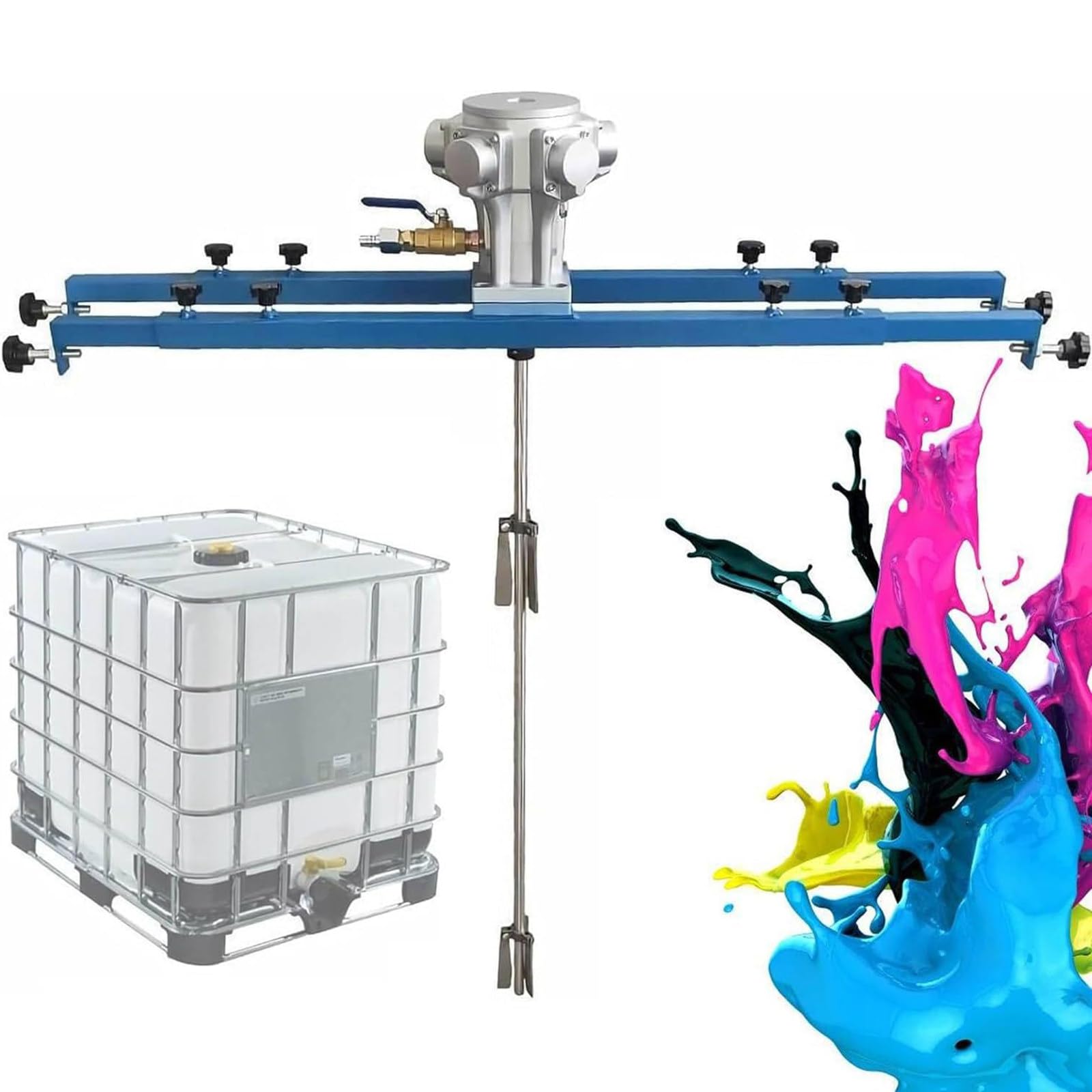 JKJZSALJ Pneumatic Tank Mixer Machine, 1/2Hp, 3/4Hp, 1Hp Air Agitator For Paint And Ink Dissolver, Suitable For Large Capacity Mixing, Impeller Diameter 250Mm,3Cylinder