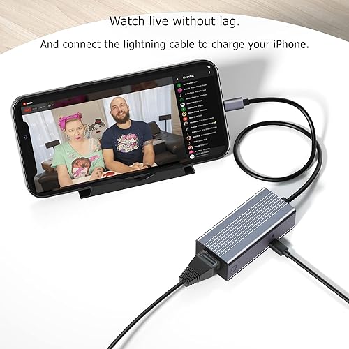 Miniatura 6 de Adaptador Lightning a Ethernet certificado Apple MFi, adaptador de red LAN Ethernet IVSHOWCO para iPhone iPad a RJ45 con puerto de carga, alta