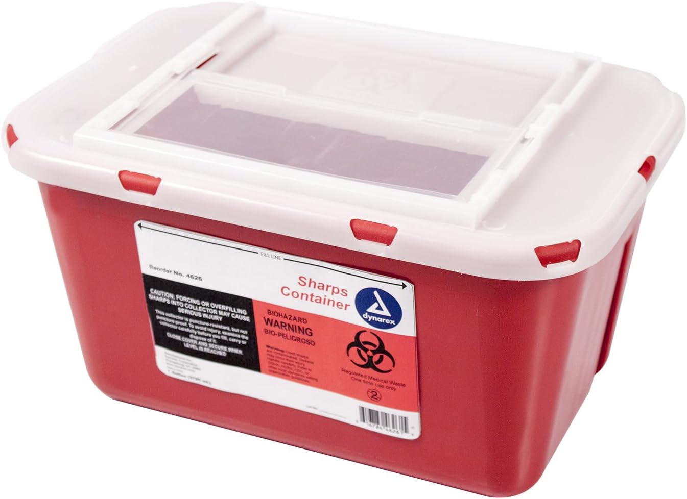 Dynarex Sharps Container - Biohazard Multiple-Use Needle Disposable - Puncture Resistant - One Handed Use - 2 Gallon: Home Improvement