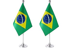 ZXvZYT 2 Pack Brazil Flag Brazilian Table Flag Small Mini Brazilian Desk...