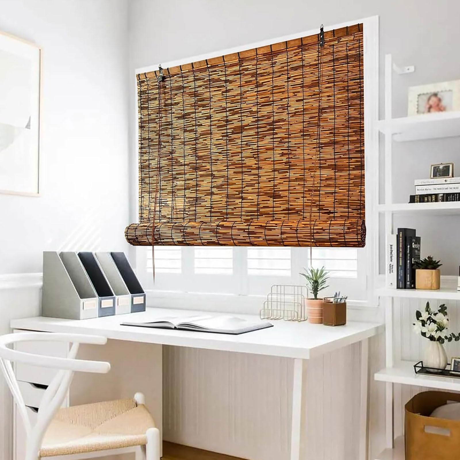 Pare-soleil enroulable en bambou naturel pour aménagement extérieur et intérieur de terrasse