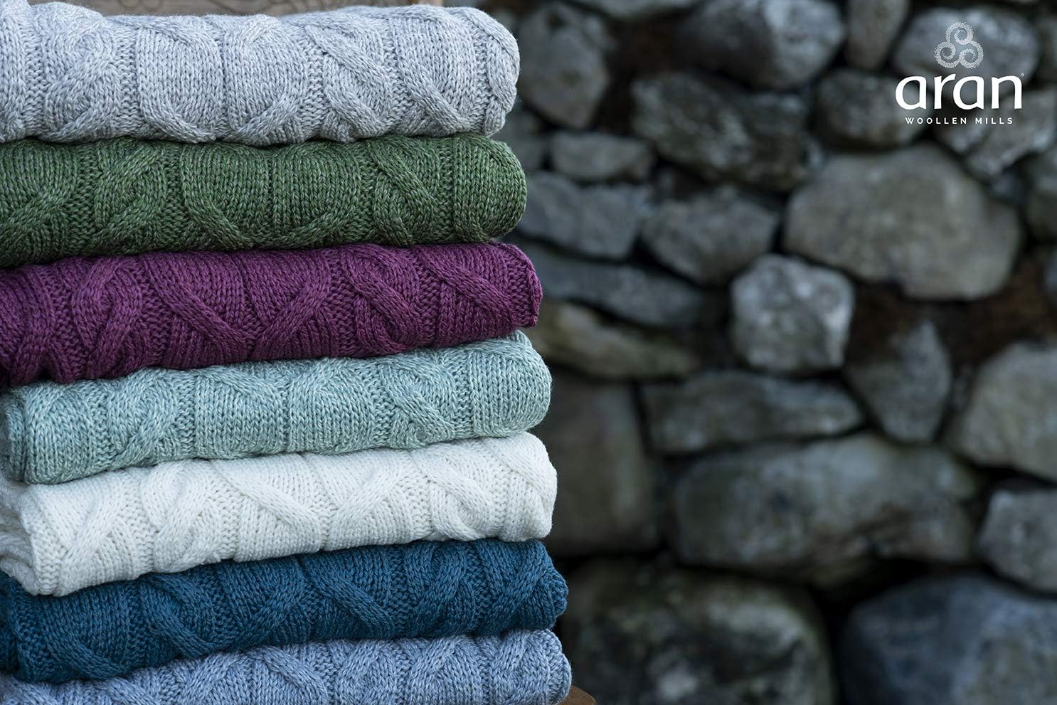 Aran Woollen Mills Cable Throw Blanket, 100% Supersoft Merino Wool, Made in Ireland, Silver Strand, Cream 40" x 60" - Image 5