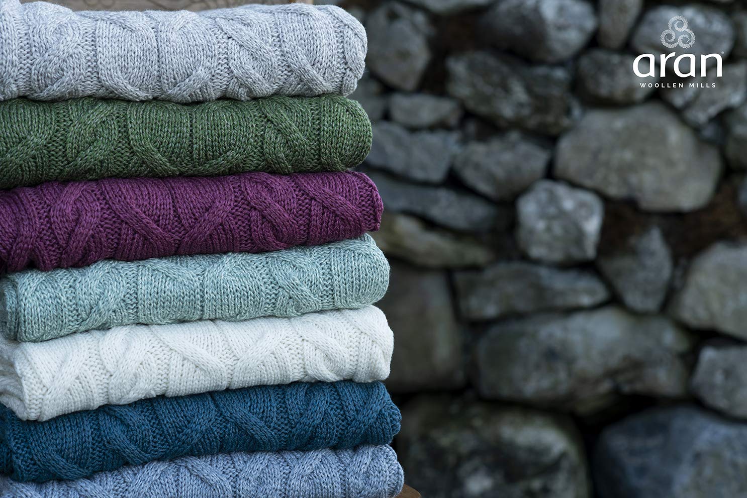 Amazon｜Aran Woollen Mills アイリッシュケーブルニットブランケット